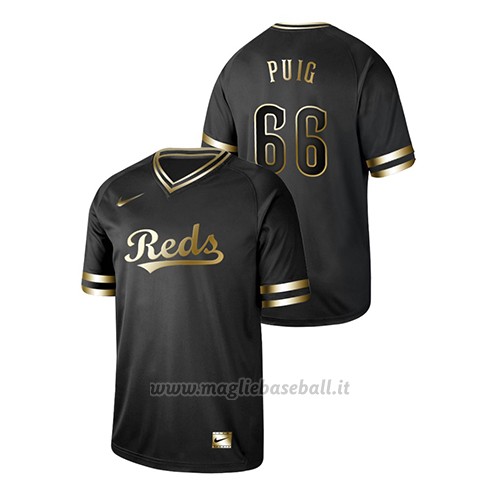 Maglia Baseball Hombre Cincinnati Reds Yasiel Puig 2019 Golden Edition Nero